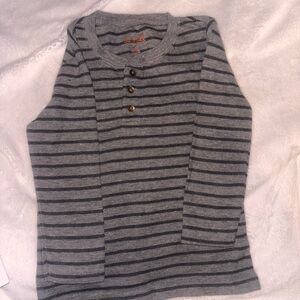 Gray Striped Henley Shirt